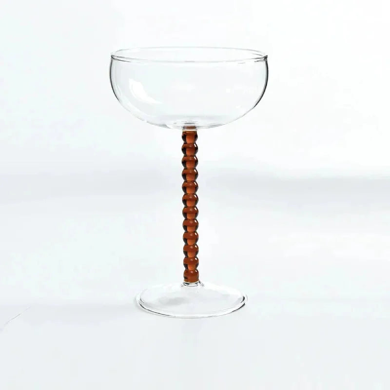 200ml Elegant Champagne Coupes Yellow Amber Green Purple Black Beaded Stem Glass Goblet Cocktail Glass Cup Beverage Drinkware-Letifly Lights and Decor