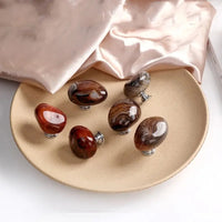 New Agate Stone Wardrobe Handle Random Color Furniture Hardware Drawer Knobs Aluminum Alloy Base Cabinet Pulls-Letifly Lights and Decor