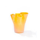 Glass vase gradient color wavy rim handblown ruffle edge pastel dotted accents