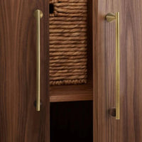 Bronze Brass + Walnut Wood Cabinet Handle and Knob Drawer Knobs T Bar Bedroom Kitchen Cupboard Hardware / Drawer Handles-Letifly Lights and Decor