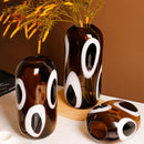 Glass Vase Amber White Black Spot Pattern Glossy Finish Ellipsoid flower terrarium vase