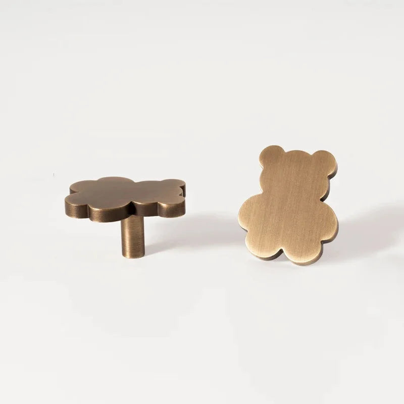 Solid Antique Brass Brushed Handle Animal Design Bear/Heart/Star Children's Room Drawer Knob Kitchen Cabinet Pulls-Letifly Lights and Decor