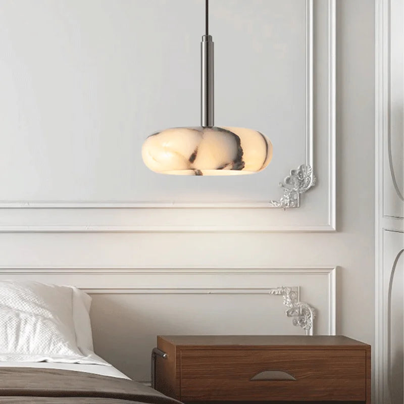 Eclipse Mini Pendant Lamp Luxury Black Round Natural Stone Pendant Lamp High-end Bedroom Bedside LED Chandelier Living room Decoration Home Hanging Lights