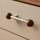 Furniture Hardware Nordic Art Handle/walnut Wood+Brass Handles and Knobs Drawer Pulls Kitchen Cabinet Knobs-Letifly Lights and Decor