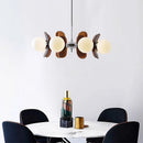 Retro glass globe chandelier with amber panels mid-century modern dining room light
