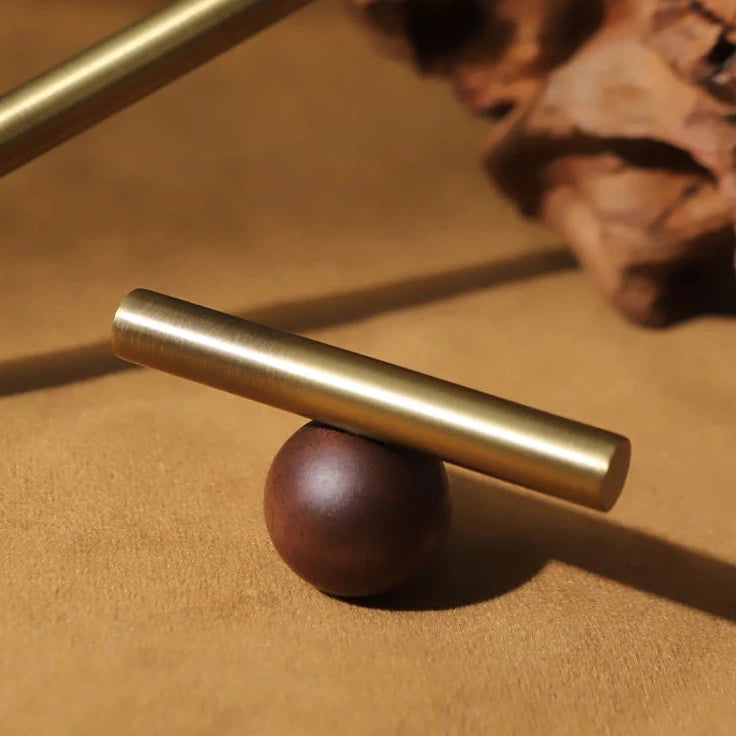 Bronze Brass + Walnut Wood Cabinet Handle and Knob Drawer Knobs T Bar Bedroom Kitchen Cupboard Hardware / Drawer Handles-Letifly Lights and Decor