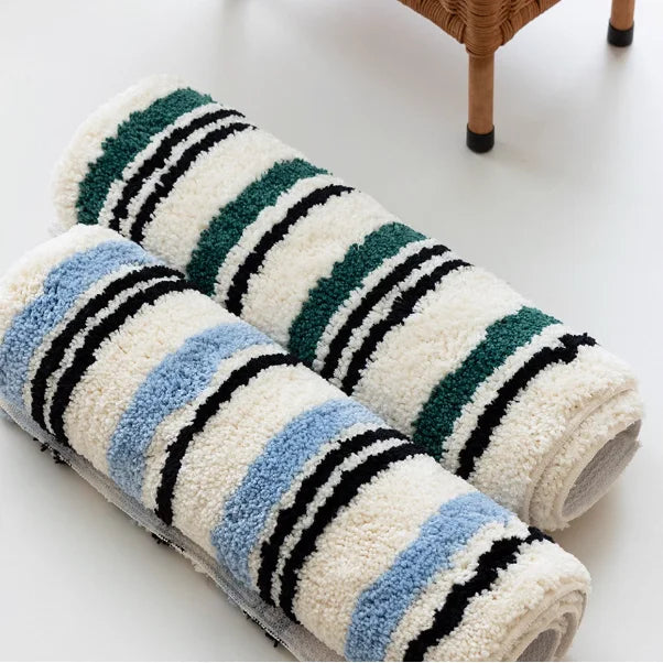 Soft Rug Stripe Tufting Bathroom Mat Bedroom Carpet Doormat Floor Anti Slip Pad Aesthetic Home Room Decor-Letifly Lights and Decor