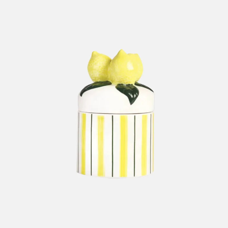 Retro colorful ceramic storage jar with lid wavy design glazed finish kitchen coffee candy container