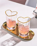 Nordic Lead Free Hammer Pattern Heart Shape Lovely Clear Glass Tumbler Cup with Gold Rim 210ml 7oz Cups for Lovers 1 Pc-Letifly Lights and Decor