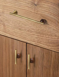 Bronze Brass + Walnut Wood Cabinet Handle and Knob Drawer Knobs T Bar Bedroom Kitchen Cupboard Hardware / Drawer Handles-Letifly Lights and Decor