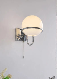 Kinetic Orb Wall Light - Letifly Lights and Decor - Modern Wall Light Glass Orb Curved Metal Arm Bauhaus Style Ambient Lighting