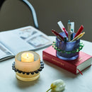 Colorful frosted glass vase ring design mini cylindrical bud vase for stems candles diffuser