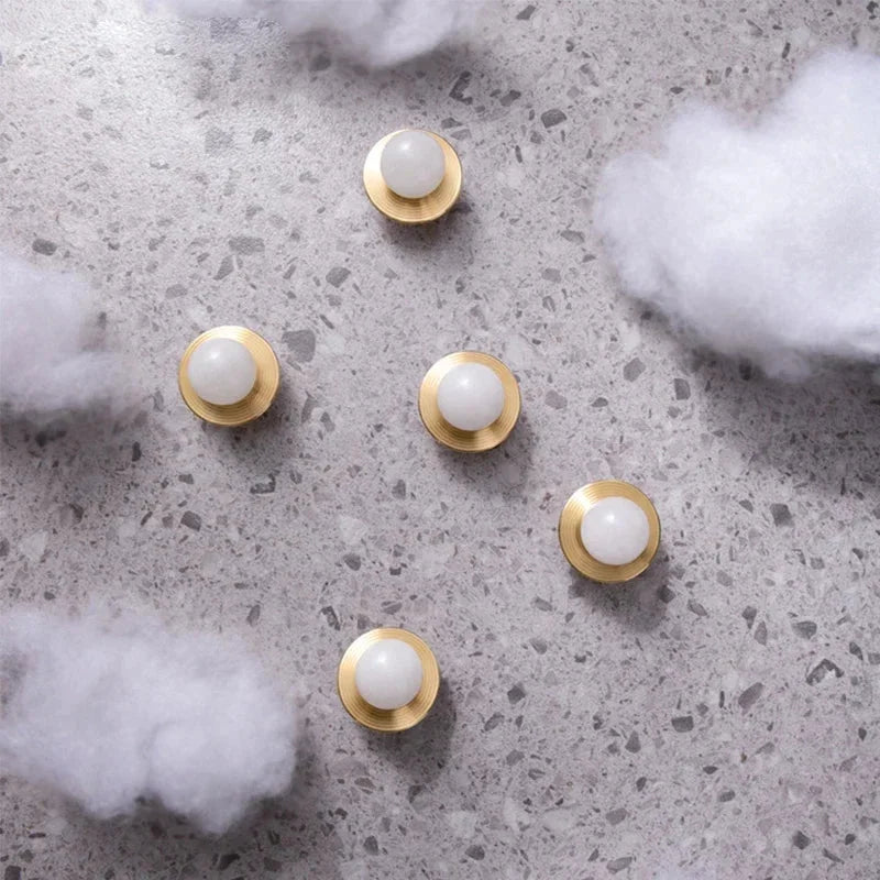 Luxury Natural Stone + brass Knobs Cabinet Knob Handle Dresser Knobs Drawer Pulls Elegant Green Furniture Hardware-Letifly Lights and Decor