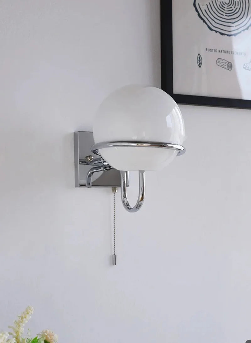 Kinetic Orb Wall Light - Letifly Lights and Decor - Modern Wall Light Glass Orb Curved Metal Arm Bauhaus Style Ambient Lighting