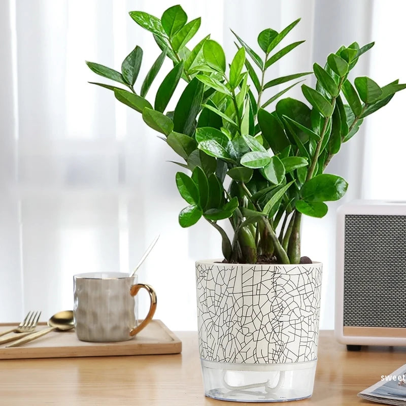 Self Absorbent Flowerpot Plastic Hydroponic Lazy Flowerpot Thickened Water Storage Plant Pot Desktop Potted Planter Home Decor-Letifly Lights and Decor