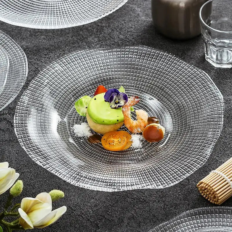 Creative Transparent Glass Western Food Plate Kitchen Tableware Living Room Home Coffee Table Dried Fruit Snacks Display Tray-Letifly Lights and Decor