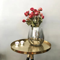 Glass Vase Amber Smoke Iridescent Decorative Modern Transparent Flower Arrangement Tabletop Decor