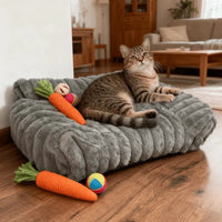 etifly Lights & Decor - Dream Lounge Pet Bed - Plush Ribbed Pet Sofa Breathable Bed for Cats and Small Dogs