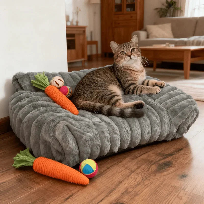 etifly Lights & Decor - Dream Lounge Pet Bed - Plush Ribbed Pet Sofa Breathable Bed for Cats and Small Dogs