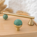 Tinyhob Natural Green Marble Brass Furniture Knob with Plate / Handles for Cabinets and Drawers Knobs Wardrobe Pulls-Letifly Lights and Decor