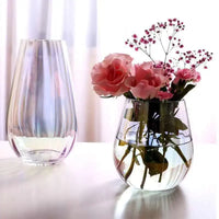 Glass Vase Amber Smoke Iridescent Decorative Modern Transparent Flower Arrangement Tabletop Decor
