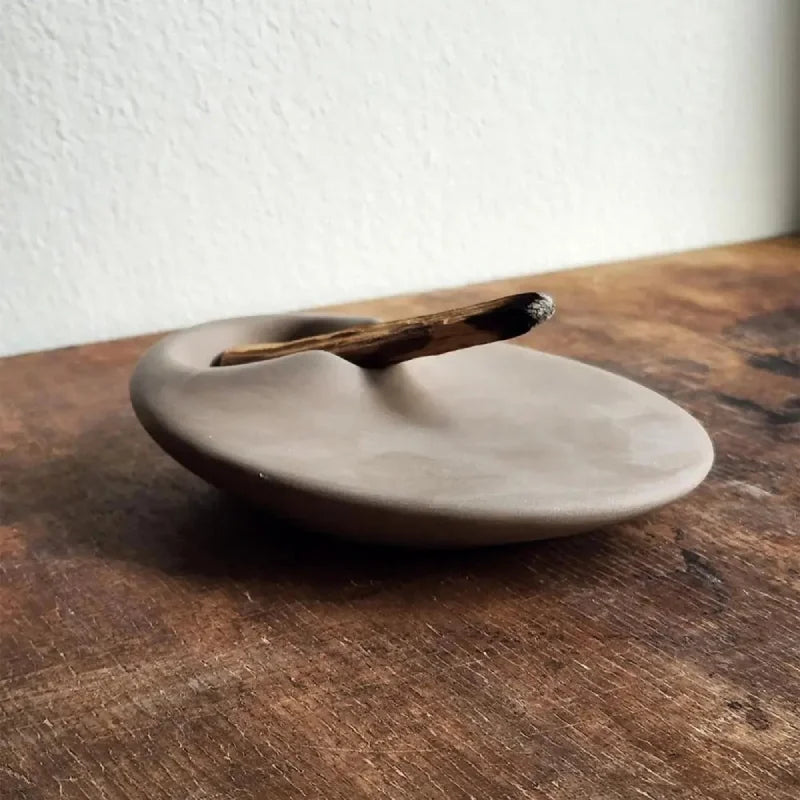Palo Santo ceramic holder matte sculpted modern incense tray minimalist for smudge stick sage bundles