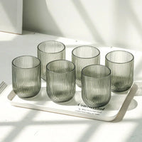 Pack of 6 Simple Vertical Striped Drinking Whiskey Glass Jars Luxury Ribbed Glass Candle Holder Container For Home Decor-Letifly Lights and Decor