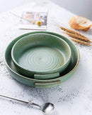 KINGLANG Handmade Rough Pottery Plate Retro Ceramic Household Dishes Japanese Fruit Plate with Handle-Letifly Lights and Decor