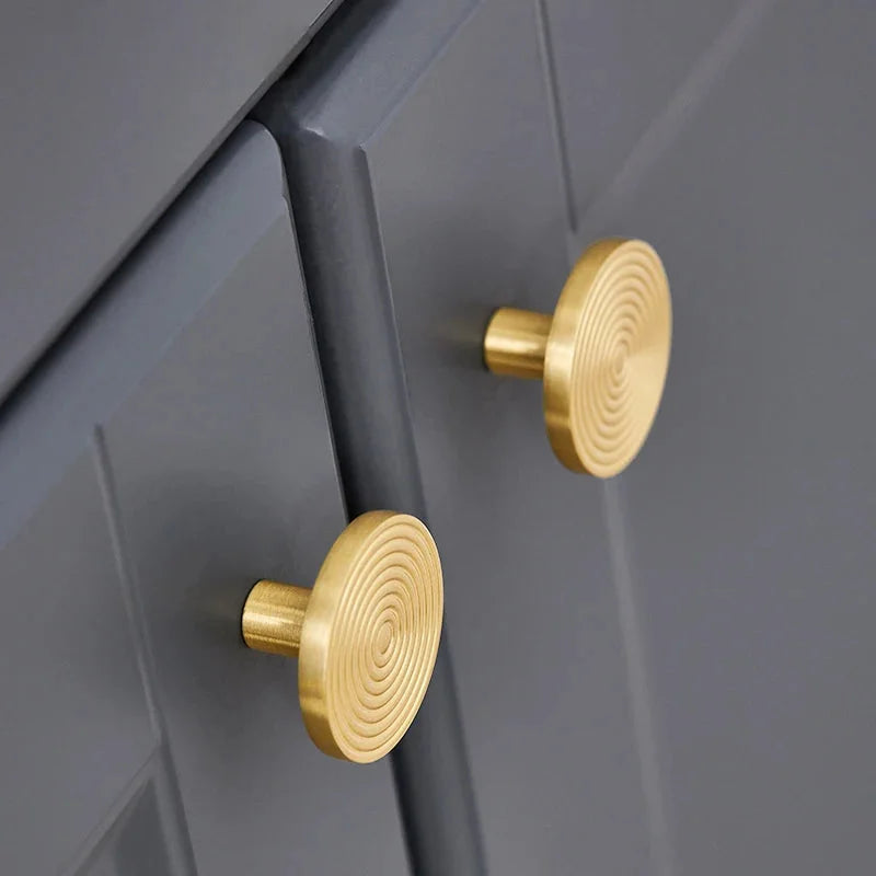 Brass Swirl Design Furniture Knobs Gold Single Hole Pulls Modern Wardrobe Kitchen Cabinet Bar Dresser Drawer Handles-Letifly Lights and Decor