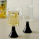 Modern champagne glass black pedestal clear flared goblet machine washable