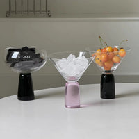 Ancient colored pillar dessert cup ins glass high footed cup champagne cup cocktail ice cream bowl dessert bowl-Letifly Lights and Decor