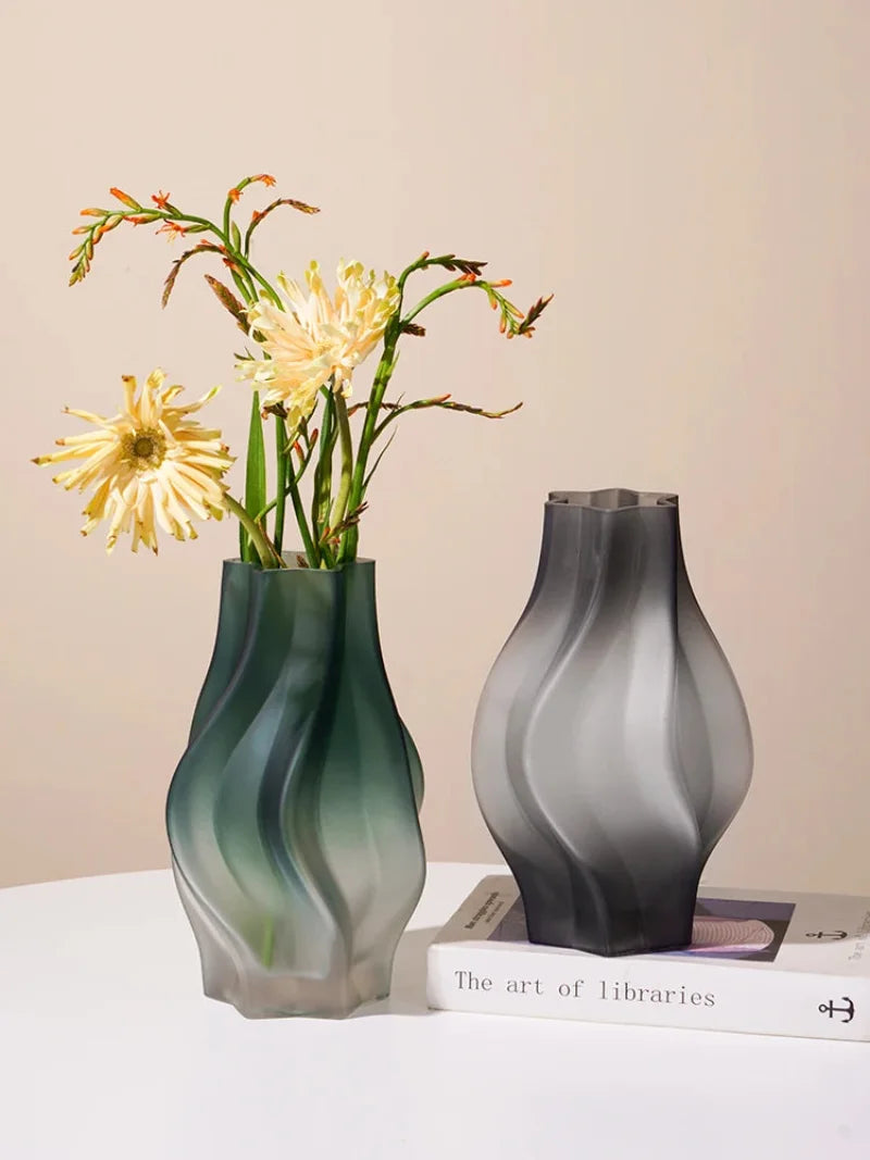Luxury Nordic Minimalist Style Frosting Glass Vase Classic Home Living Room Decoration Stand For Flowers Decorative Vases Modern-Letifly Lights and Decor