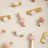 New Light Luxury Cabinet Door Handle High End Brass Wardrobe Handle Natural Crystal Ball Shoe Cabinet Drawer Long Handle-Letifly Lights and Decor