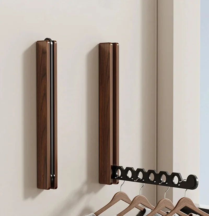 Wood Clothes Hanger Wall Mounted Drying Rack, Collapsible Design, and Invisible Clothing Organizer for Efficient Space Saving-Letifly Lights and Decor