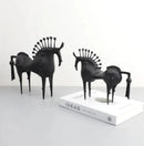 Black Metal Horse Sculpture Abstract Modern Animal Statue Bookshelf Decor Living Room Accent