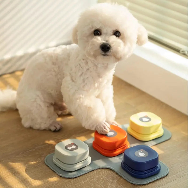 Training buttons set recordable talking dog buttons rubber mat colorful pet communication tool