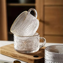 4-piece set of 15.2oz/450ml glass cups and wooden lids, vintage glass coffee cups are perfect for cappuccinos, latte, cereal-Letifly Lights and Decor