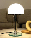 Bauhaus white glass dome table lamp with chrome base Danish Nordic modern bedside desk light