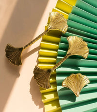 Ginkgo Leaf Brass Cabinet Door Handle Creative Personality Solid Wardrobe Nordic Gold Drawer Cabinet Handle Home Hardware-Letifly Lights and Decor