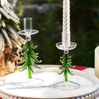 Christmas Candle Holder Glass Tree Candlestick Holders for Taper Candles for Christmas Table Centerpiece Decorations Gifts-Letifly Lights and Decor
