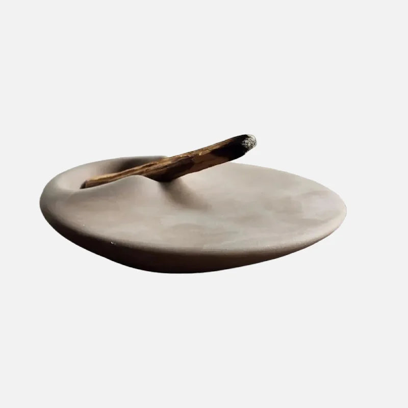 Palo Santo ceramic holder matte sculpted modern incense tray minimalist for smudge stick sage bundles
