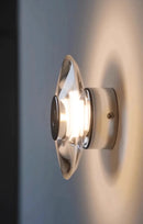 Modern round crystal LED wall sconce clear glass chrome mirror finish minimalist Italian lighting