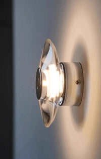 Modern round crystal LED wall sconce clear glass chrome mirror finish minimalist Italian lighting