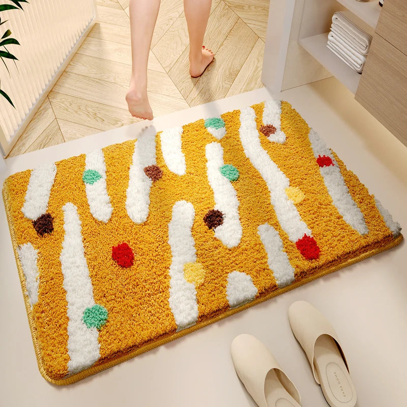 VIKAMA Candy Color Clash Floor Mat Soft Skin Non-Slip Room Entry Foyer Living Room Multi-Scene Wave Color Dots Ins Style Decor-Letifly Lights and Decor
