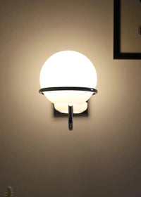 Kinetic Orb Wall Light - Letifly Lights and Decor - Modern Wall Light Glass Orb Curved Metal Arm Bauhaus Style Ambient Lighting