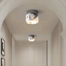 Vena Marble round natural stone ceiling light, retro translucent marble art deco ceiling lamp for Nordic home entrance, hallway, and modern decor