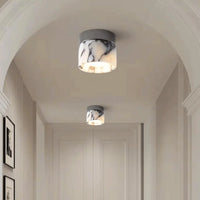 Vena Marble round natural stone ceiling light, retro translucent marble art deco ceiling lamp for Nordic home entrance, hallway, and modern decor