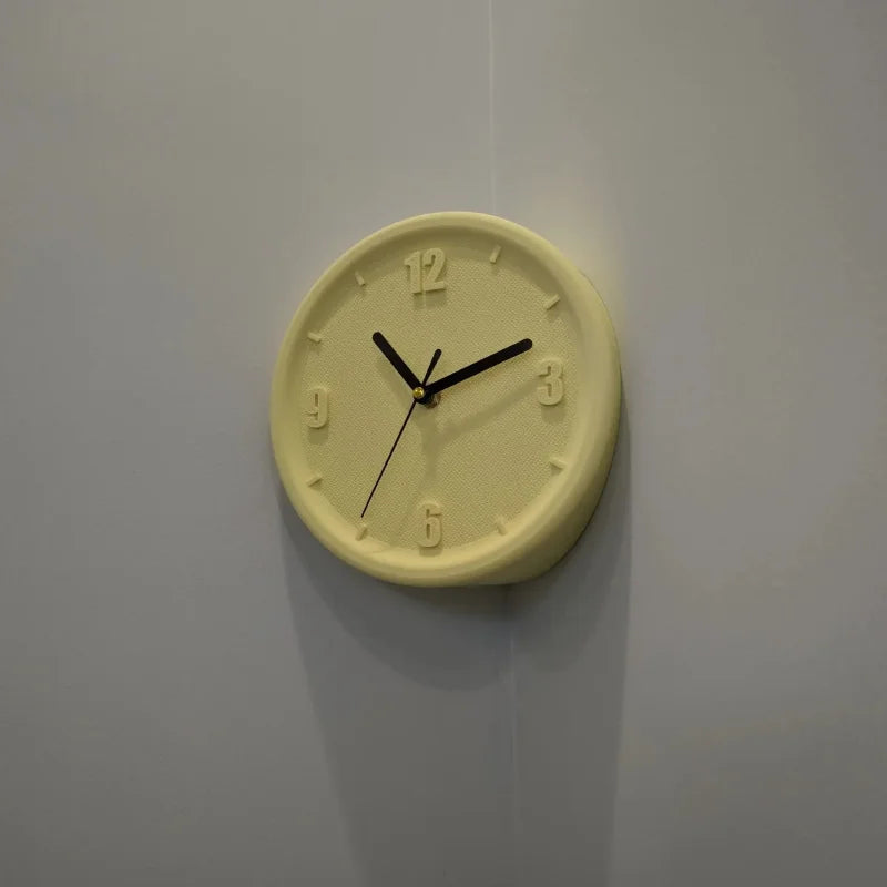 Ins Quiet Wall Clock 8inch Non-Ticking Punch-Free Corner Wall Clock Wall Decor Bedroom Technology Luxury Art Home Decoration-Letifly Lights and Decor