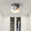 Vena Marble round natural stone ceiling light, retro translucent marble art deco ceiling lamp for Nordic home entrance, hallway, and modern decor