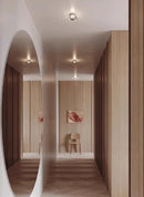 Modern round crystal LED wall sconce clear glass chrome mirror finish minimalist lighting